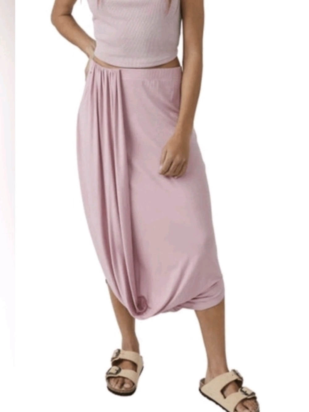 Free People Beach X Revolve Daphne Soft Pink Women’s Jersey Midi Maxi Skirt